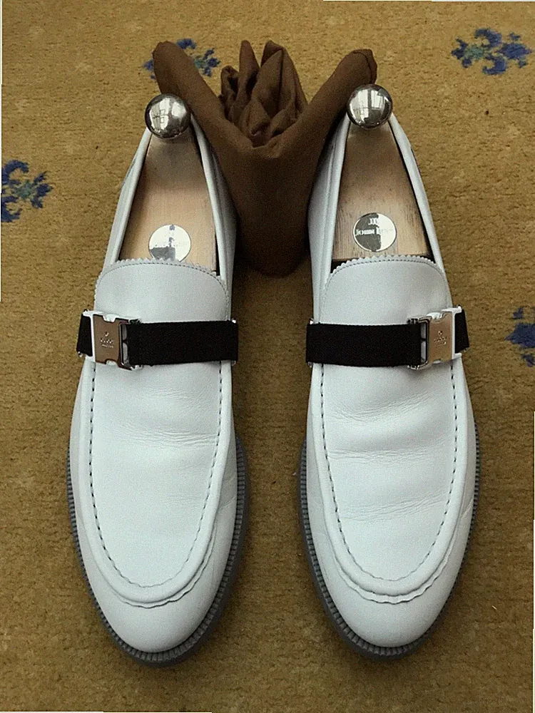 Gucci Schuhe Halbschuhe Schuhe weiß Leder UK 7,5 US 8,5 EU 41,5 Herren graue Sohle