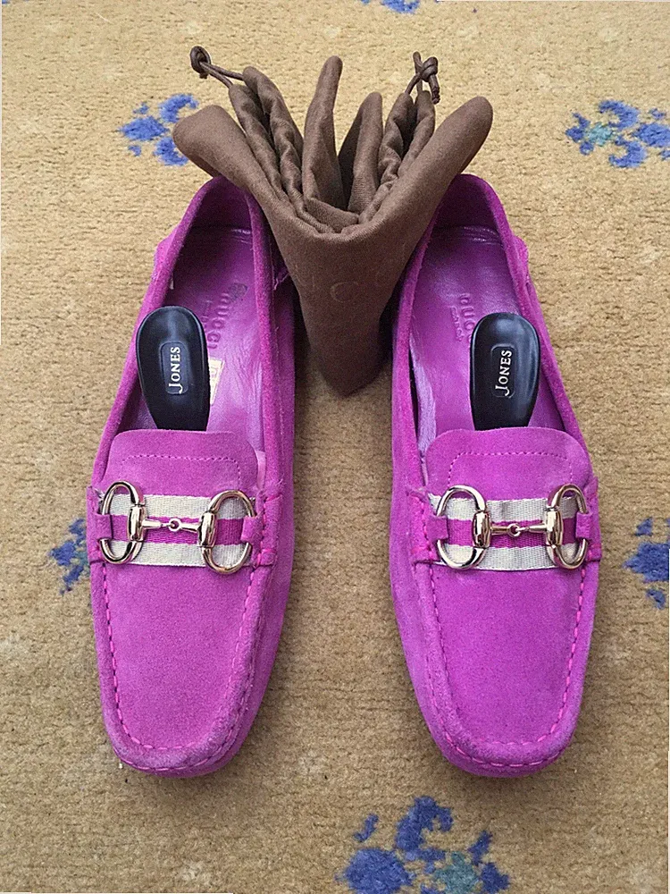 Gucci Schuhe Wildleder Halbschuhe Driver UK 3 US 6 36 Web Horsebit Damen Ladies Lila