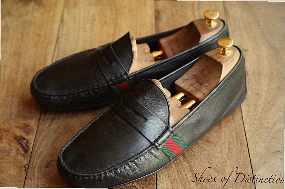 Gucci Schwarz Leder Band Bit Halbschuhe Schuhe Herren UK 11,5 US 12,5 EU 45,5