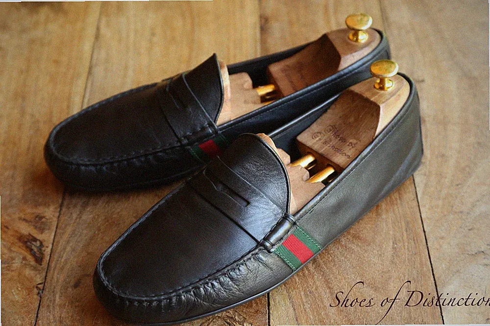 Gucci Schwarz Leder Band Bit Halbschuhe Schuhe Herren UK 11,5 US 12,5 EU 45,5