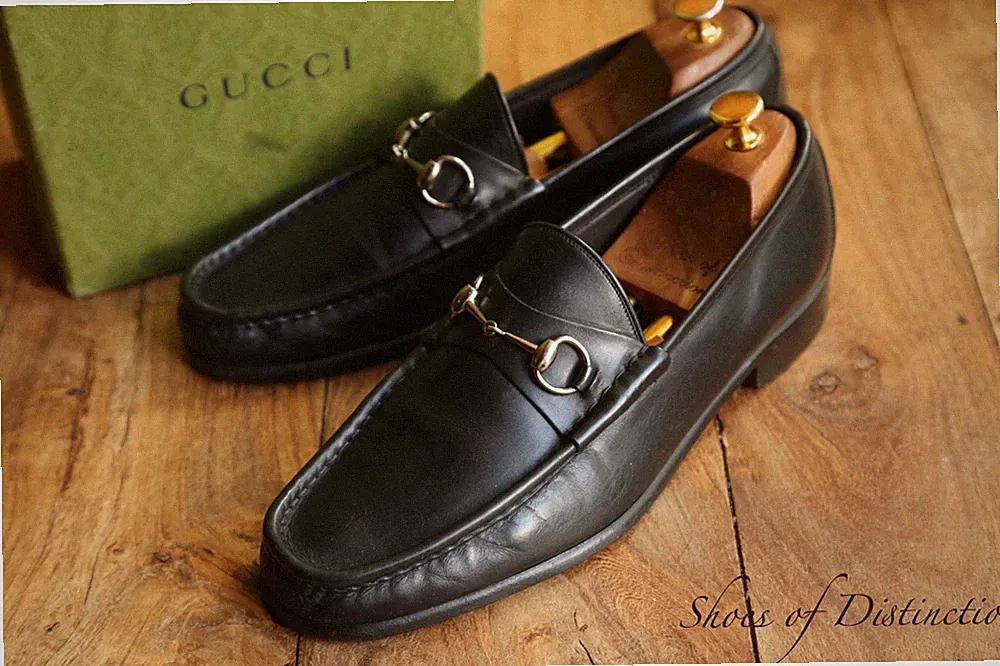 Gucci Schwarz Leder Silber Bit Halbschuhe Schuhe Herren UK 11 D US 12 EU 45