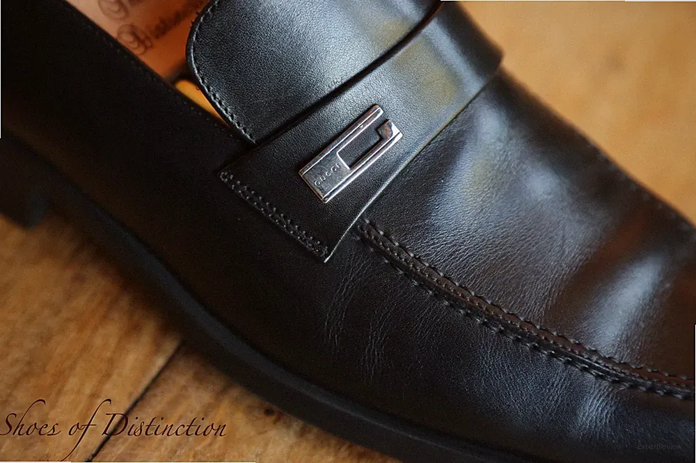 Gucci Schwarz Leder Silber Bit Halbschuhe Schuhe Herren UK 7 E US 8 EU 41
