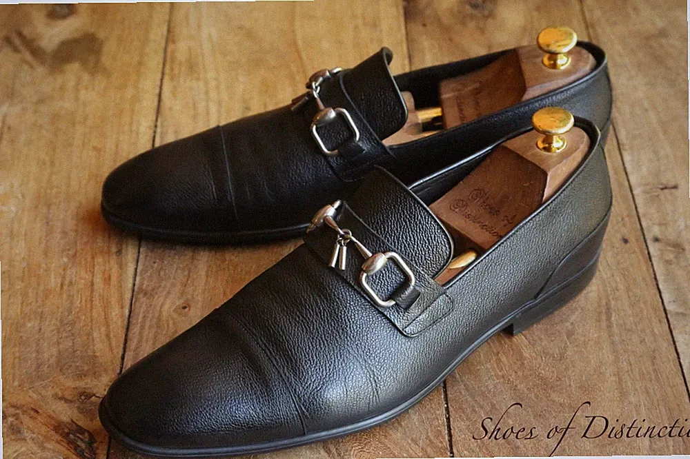 Gucci Schwarz Leder Silber Bit Halbschuhe Schuhe Herren UK 8,5 US 9,5 EU 42,5