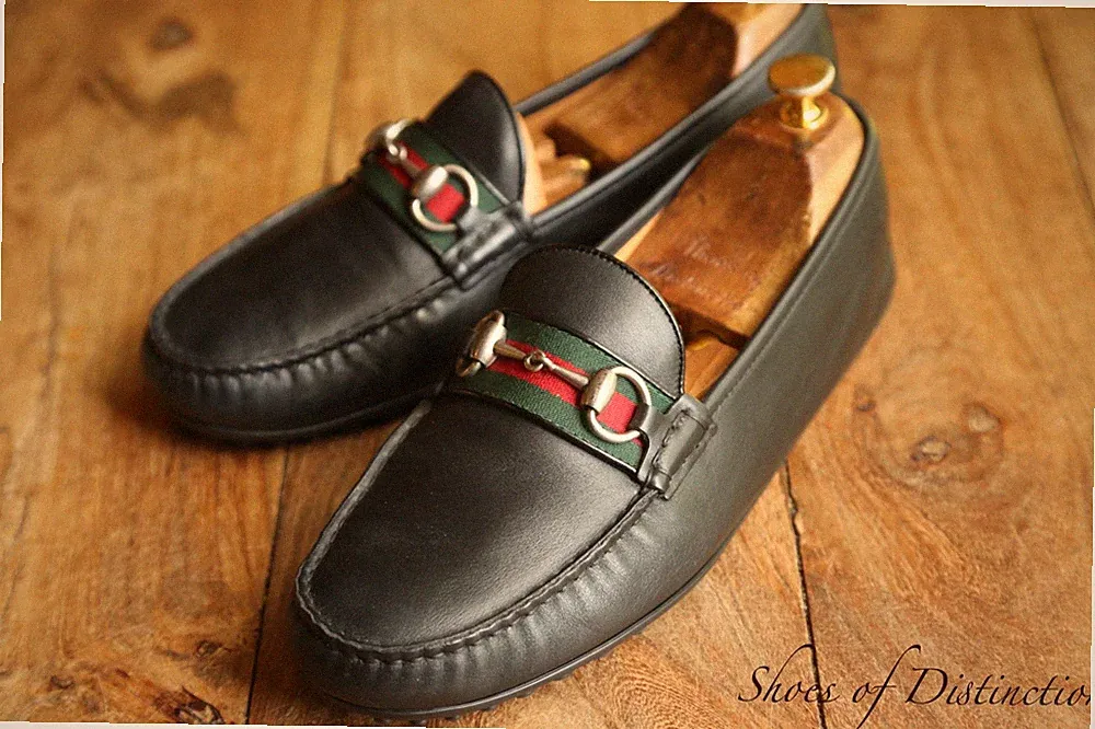 Gucci Schwarz Leder Silber Bit Halbschuhe Schuhe Herren UK 8 US 9 EU 42