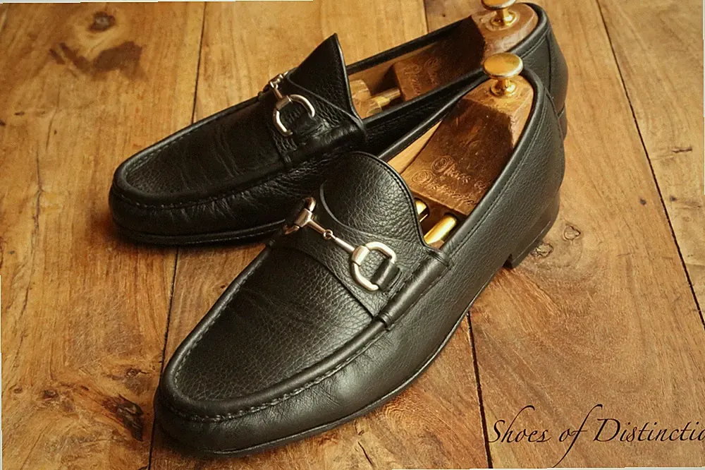Gucci Schwarz Leder Silber Pferd Gebiss Schuhe Halbschuhe Herren UK 9,5 US 10,5