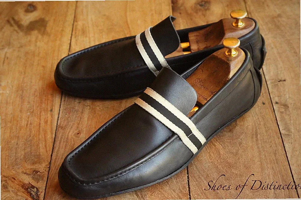 Gucci Schwarz Leder Streifen Schuhe Halbschuhe Herren UK 7 E US 8 EU 41