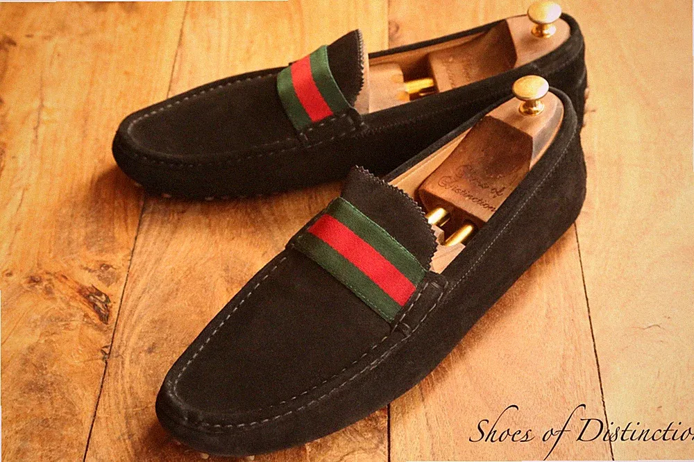Gucci Schwarz Wildleder Halbschuhe Fahrschuhe Herren UK 14 US 15