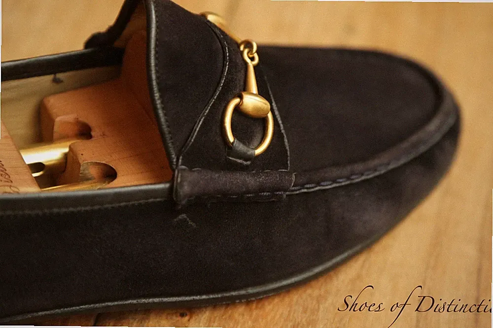 Gucci Schwarz Wildleder Messing Bit Halbschuhe Schuhe Herren UK 10 E US 11 EU 44
