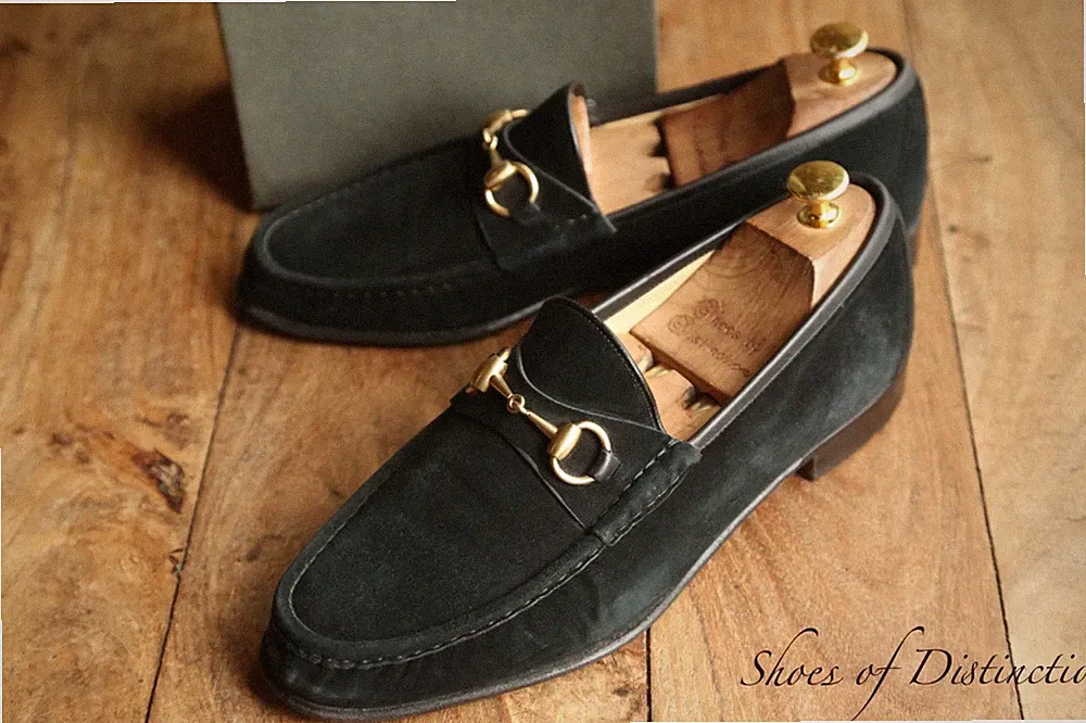 Gucci Schwarz Wildleder Messing Bit Schuhe Halbschuhe Herren UK 9,5 US 10,5 E...