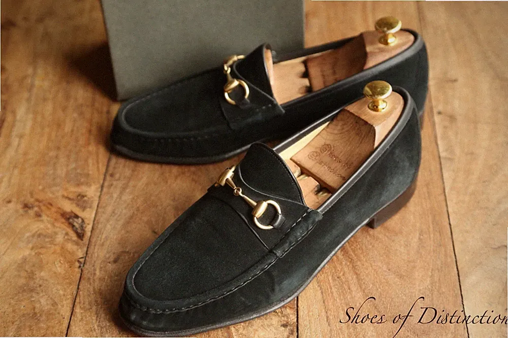 Gucci Schwarz Wildleder Messing Bit Schuhe Halbschuhe Herren UK 9,5 US 10,5...