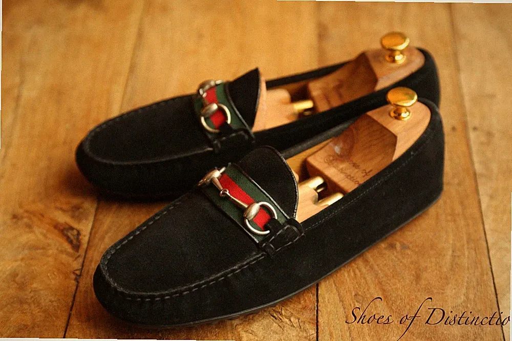 Gucci Schwarz Wildleder Silber Bit Driving Schuhe Halbschuhe Herren UK 9 G...