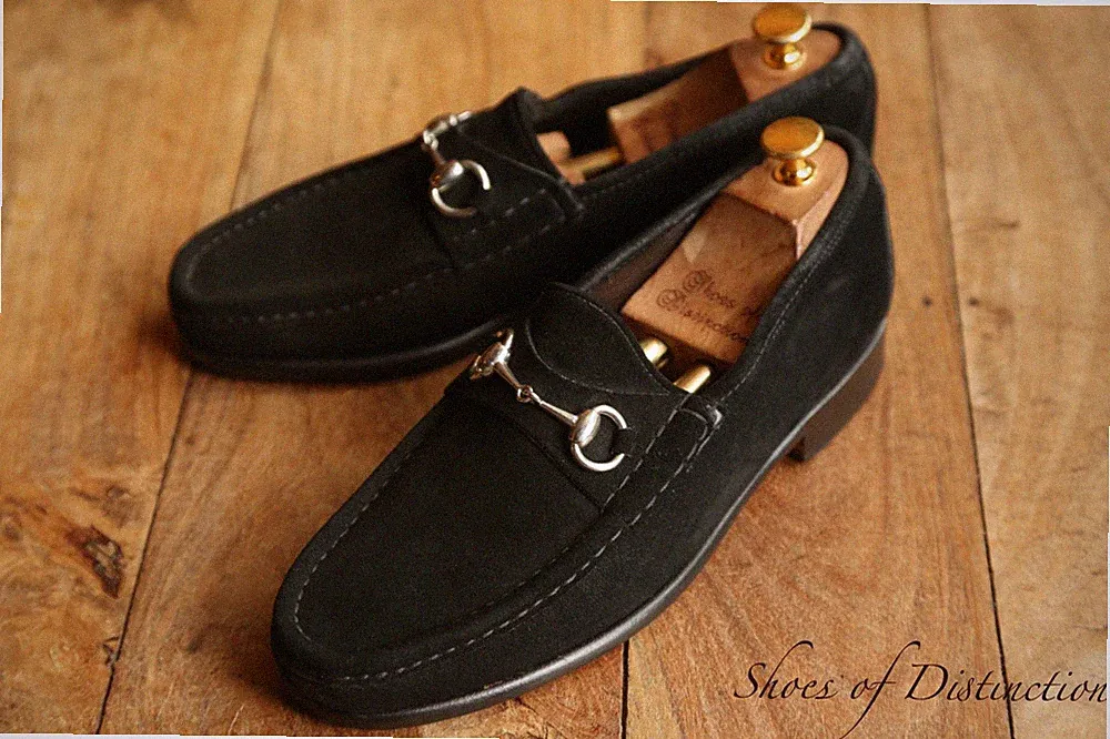 Gucci Schwarz Wildleder Silber Bit Halbschuhe Schuhe Herren UK 8 E US 9 EU 42