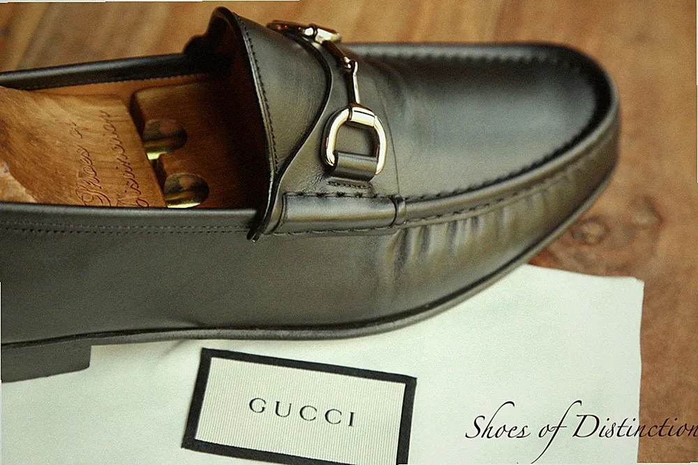 Gucci Schwarz Wildleder Silber Bit Schuhe Halbschuhe Herren UK 6,5 US 7,5 EU 40,5 E