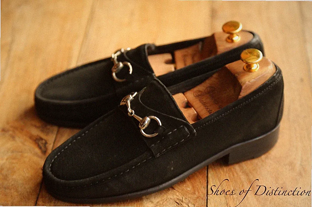 Gucci Schwarz Wildleder Silber Bit Schuhe Halbschuhe Herren UK 6 US 7 EU 40 E
