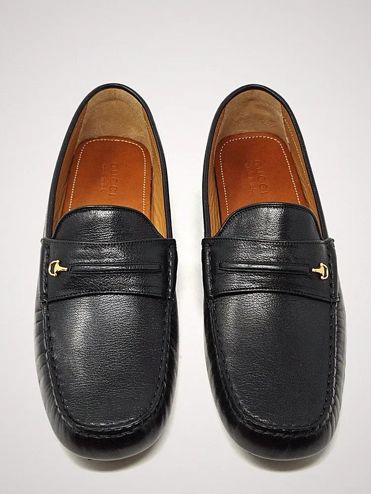 Gucci schwarze Leder Halbschuhe Horsebit Driver Schuhe UK 13 US 13,5 12083
