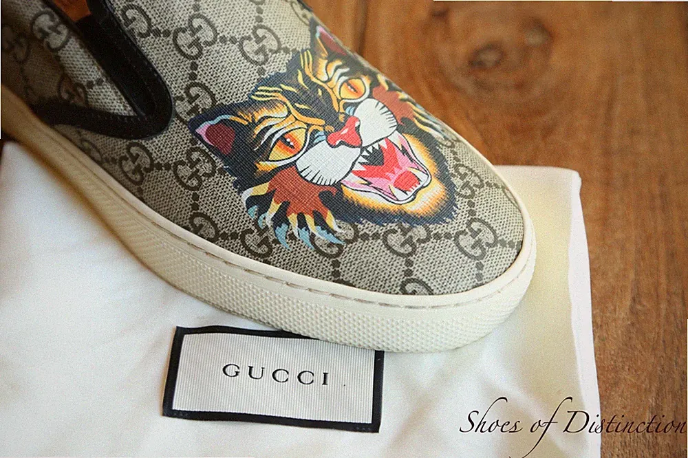 Gucci Tiger GG Monogram Canvas Halbschuhe Espadrilles Herren UK 6 EU 40 US 7