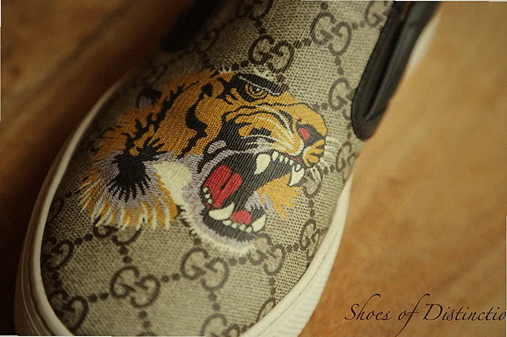 Gucci Tiger GG Monogram Canvas Halbschuhe Espadrilles Herren UK 7 EU 41 US 8