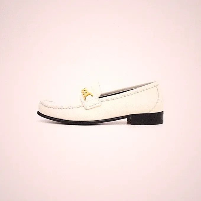 Gucci Weißes Leder mit goldfarbener Kette Damen Loafer 645445 152316961 [U]