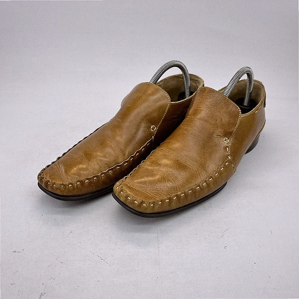 H By Hudson Halbschuhe Herren UK8 Hellbraun Leder Slipper Freizeit Smart Gepolstert Komfort