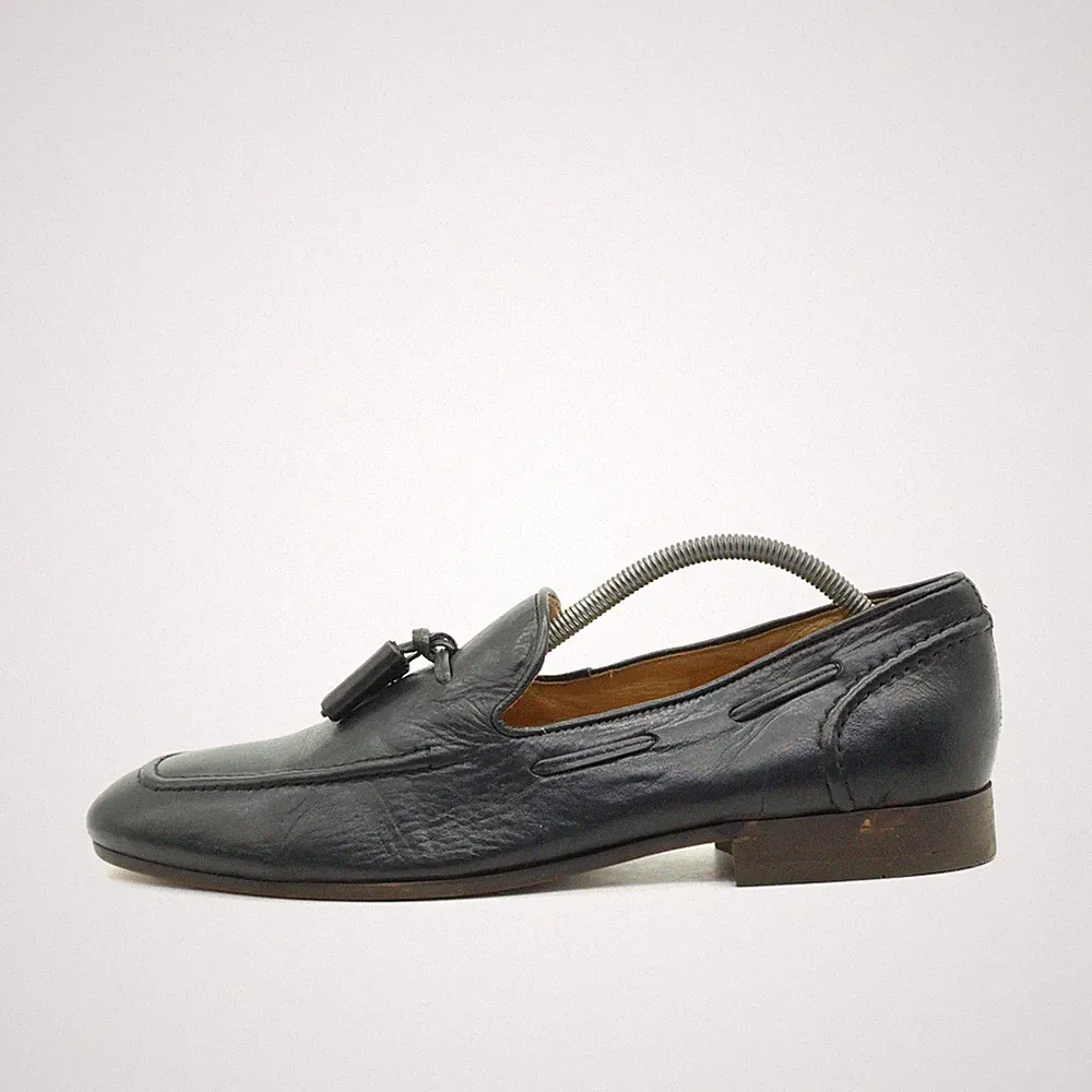 H London Damen loafer EU 42 quasten schwarz echtes leder classic