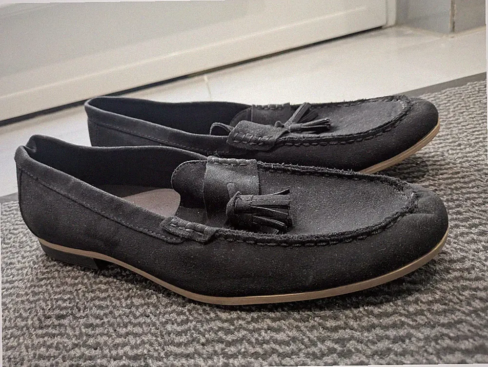 H&M Herren Loafer Schwarz Sommer Gr. 45 Samt