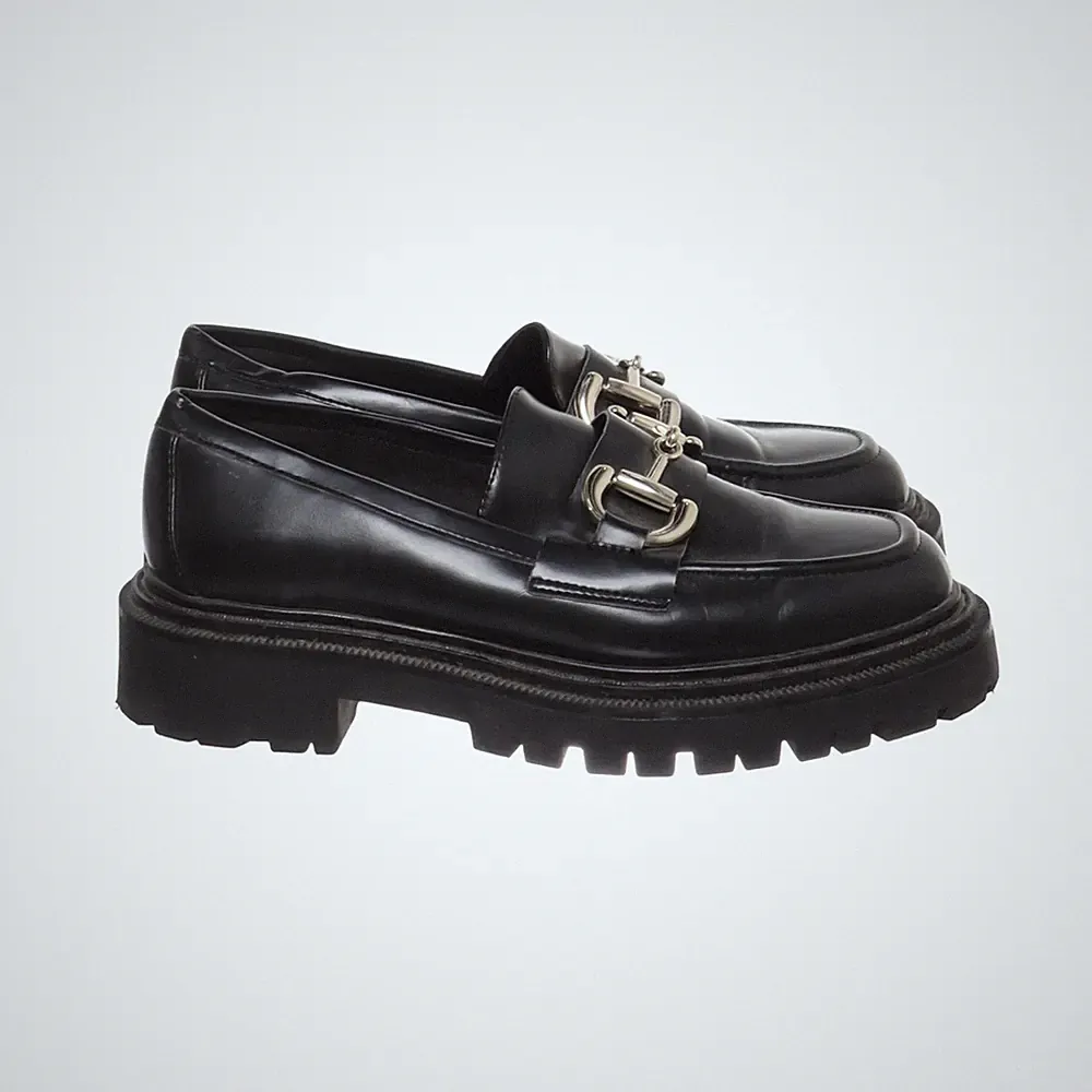 H&M, Loafers, Größe: 39, Lederimitat, Schwarz, Damen #Dv2