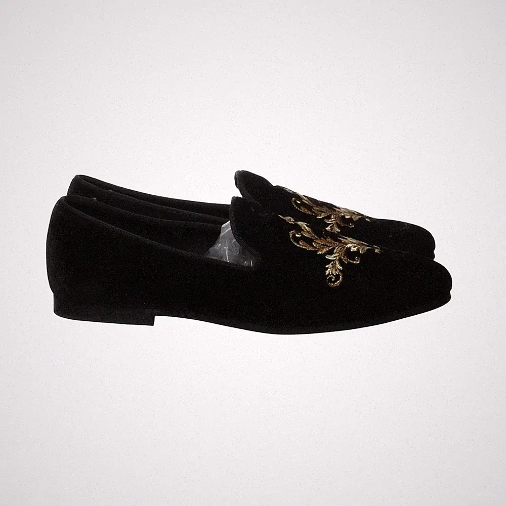H&M, Loafers, Größe: 42, Schwarz/Gold, Herren #QCc