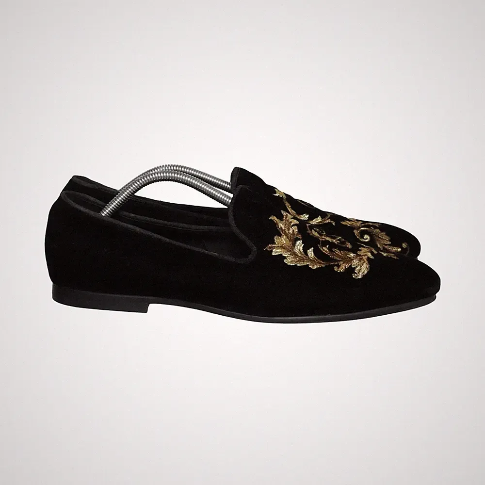 H&M, Loafers, Größe: 44, Schwarz/Gold, Herren #DWM