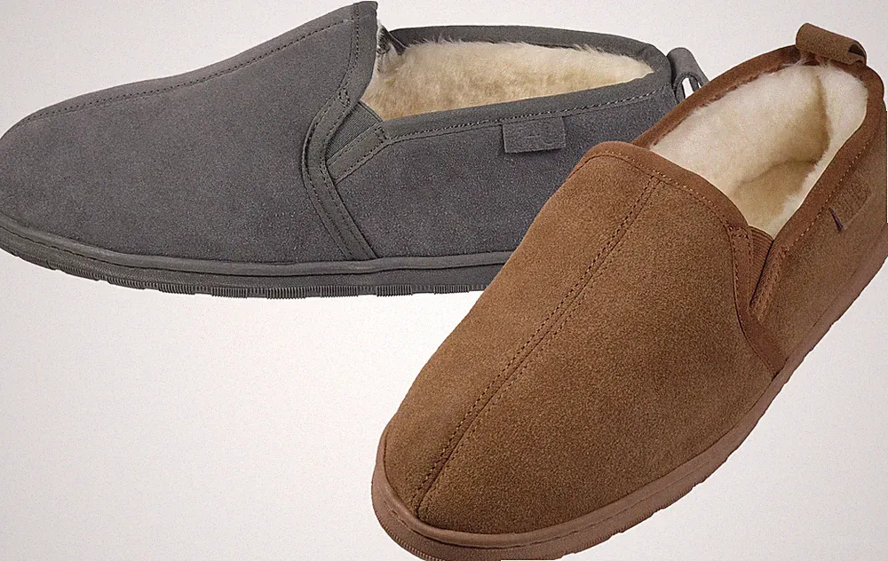 Halbschuh aus feinstes Merino Lammfell Herren Lammfellschuh Hausschuhe Halbschuh