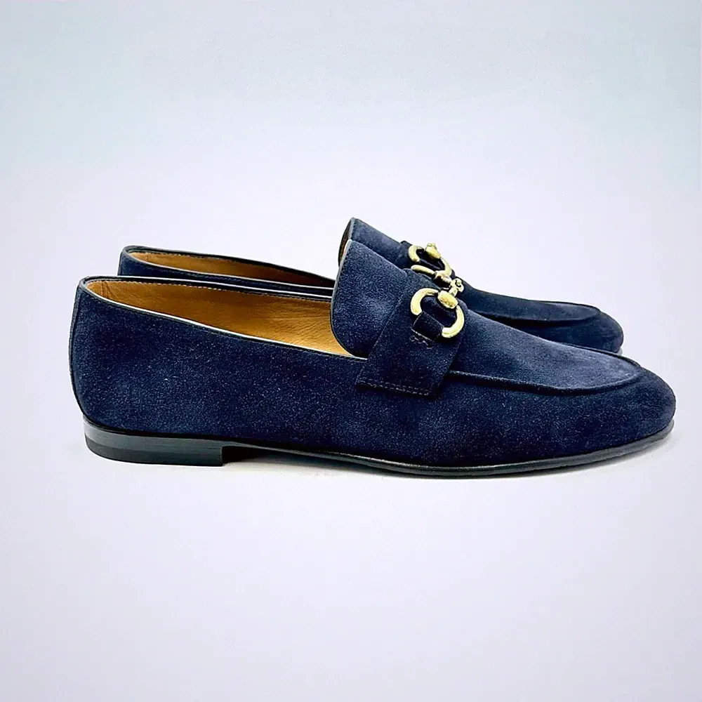 Halbschuh mit Goldschnalle Barrett Wildleder blau Art 231U069.1