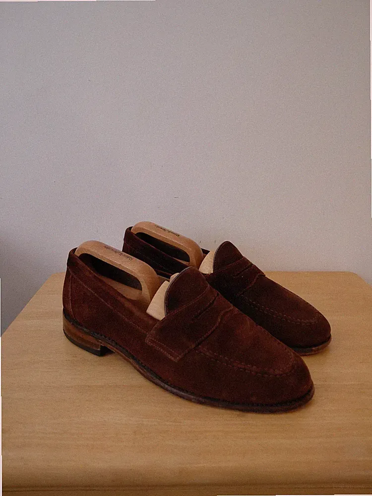 Halbschuhe 6,5 dunkelbraun Wildleder Penny Schuhe 40,5 London England Slipper Eaton