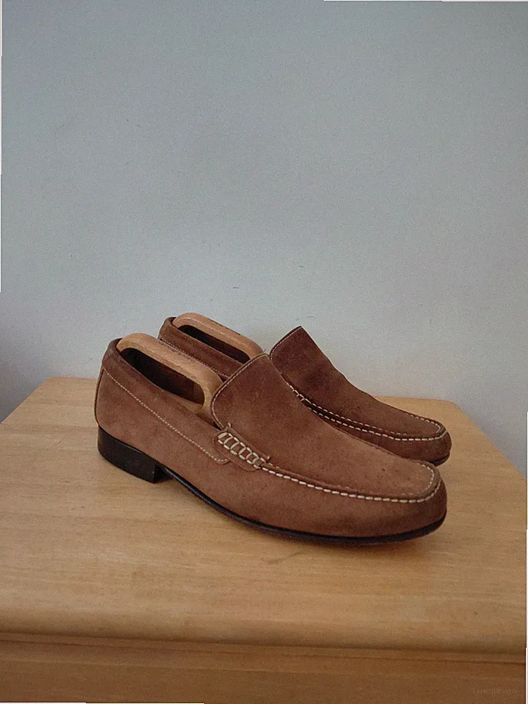 Halbschuhe 8 G Weite Braun Wildleder Penny Schuhe 42 England Slipper Smart Freizeit