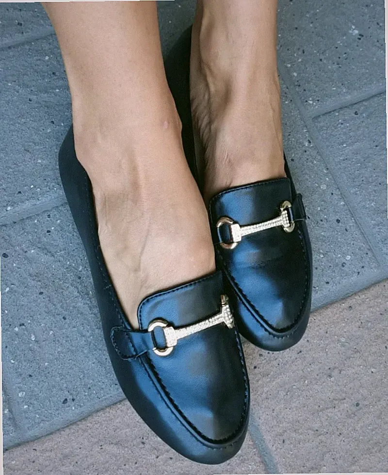 Halbschuhe Halbschuhe Halbschuhe Damen Mädchen Low Heel schwarz mit Klemme