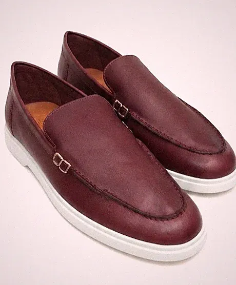 Halbschuhe Herren El Torero Echtleder Bordeaux Slipper Weiße Sohle EU 44