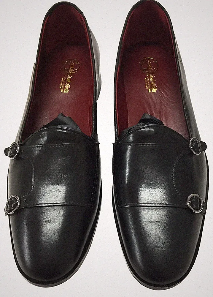 Halbschuhe Herrenschuhe mit Doppelschnalle Ledersohle genäht lav. handarbeit