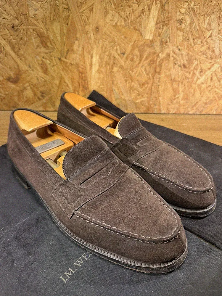 Halbschuhe J.M. Weston Wildleder braun Gr. 6B Echtleder - Made in France