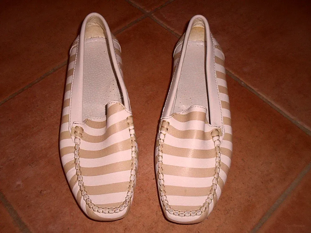 Halbschuhe Schuhe Ballerina Mokkassins Loafers Gr. 37 Weiß-Beige NEU