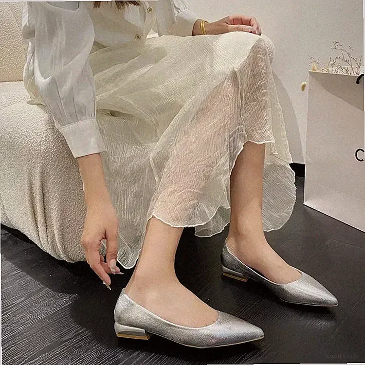 Halbschuhe Schuhe Ballerinas Damen Elegant Silber Kunstleder 80508