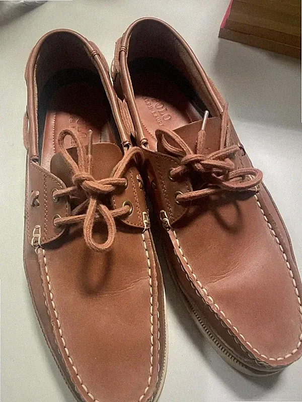 Halbschuhe Schuhe braun Bootsmodell Polo Ralph Lauren Gr. 44 Leder TOP