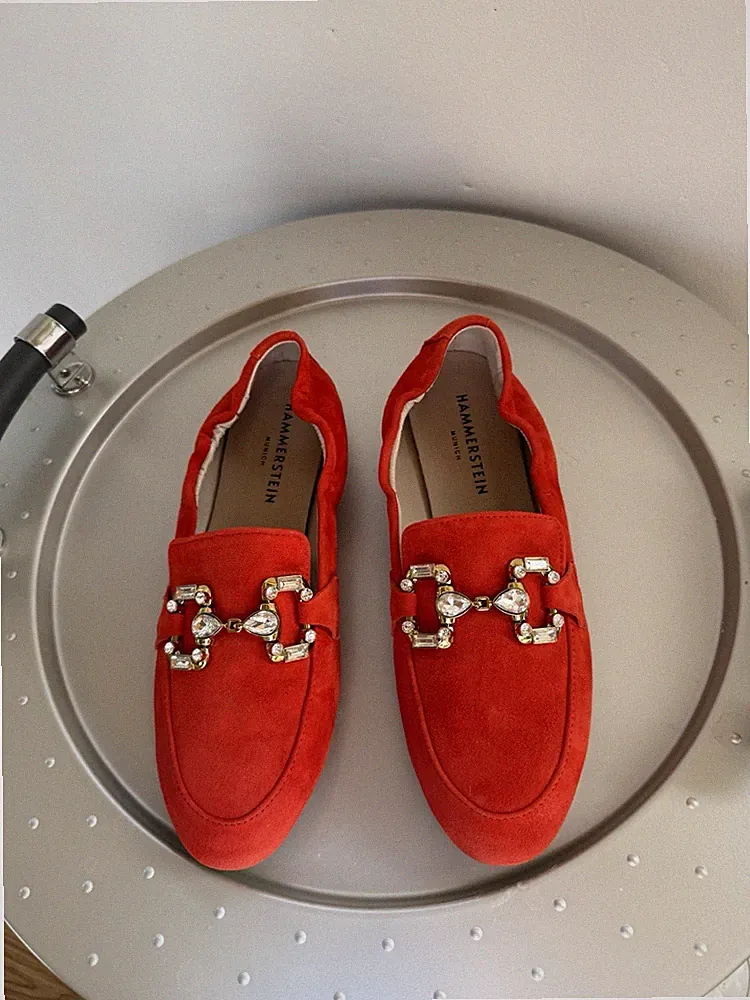 Hammerstein Loafer Strass Leder flach orange rot TRAUM 39 wie NEU