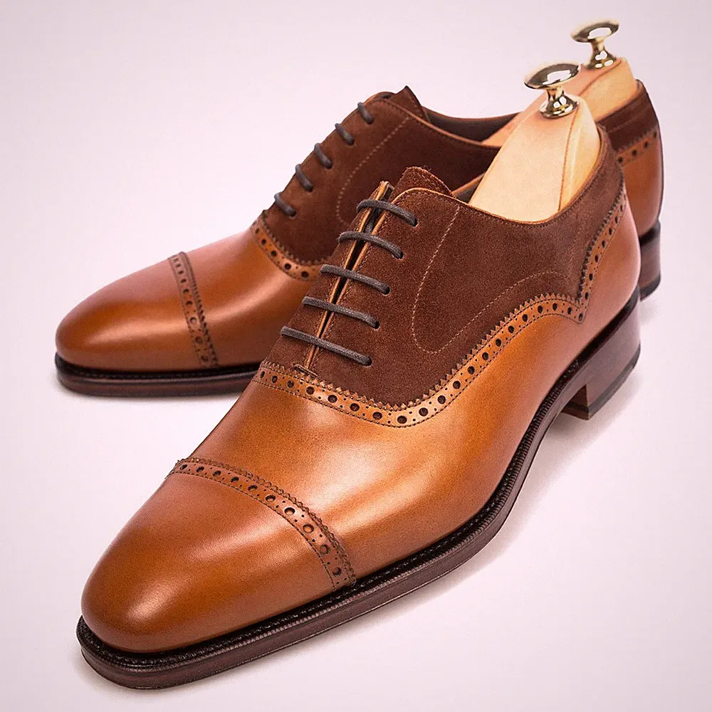 Handgefertigte elegante Herren Wildleder & Leder Schuhe Oxford-Stil formelle klassische Kleidung Stiefel
