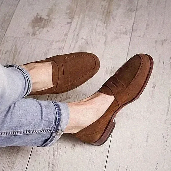 Handgefertigte elegante Mokassins Halbschuhe Slipper reines Wildleder braun formelle Schuhe für Männer
