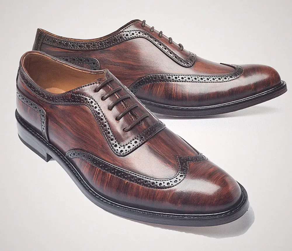 Handgefertigte Flügelspitze Oxford Derby Leder Schuhe Herren handgenäht zweifarbig formell