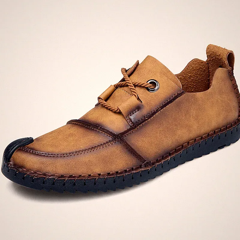 Handgefertigte Freizeitschuhe Aus Echtem Leder Modische Flache Loafer Sneakers