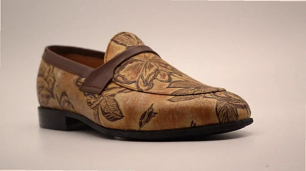 Handgefertigte Halbschuhe Herren echt braun bedruckt Leder Slipper Freizeit Party Schuhe