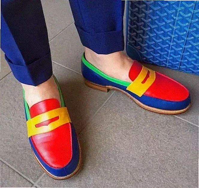 Handgefertigte Halbschuhe Schuhe Mokassin für Herren Mehrfarbig Leder Elegant Schuhe Slipper