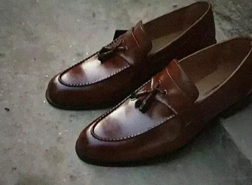 Handgefertigte Herren Braun Leder Quaste Halbschuhe Slipper Schuhe für Männer-41-41-42-43-44