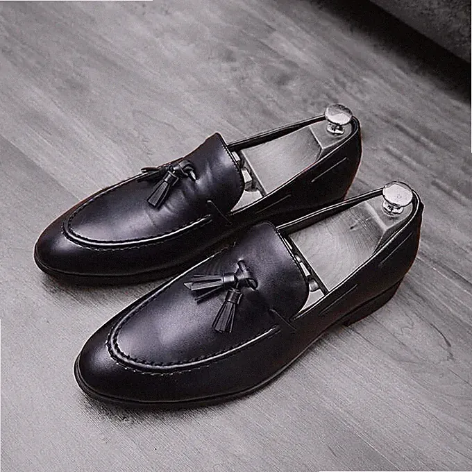 Handgefertigte Herren Echtleder Quaste Halbschuhe Schuhe formelle Kleidung Schwarz Stiefel
