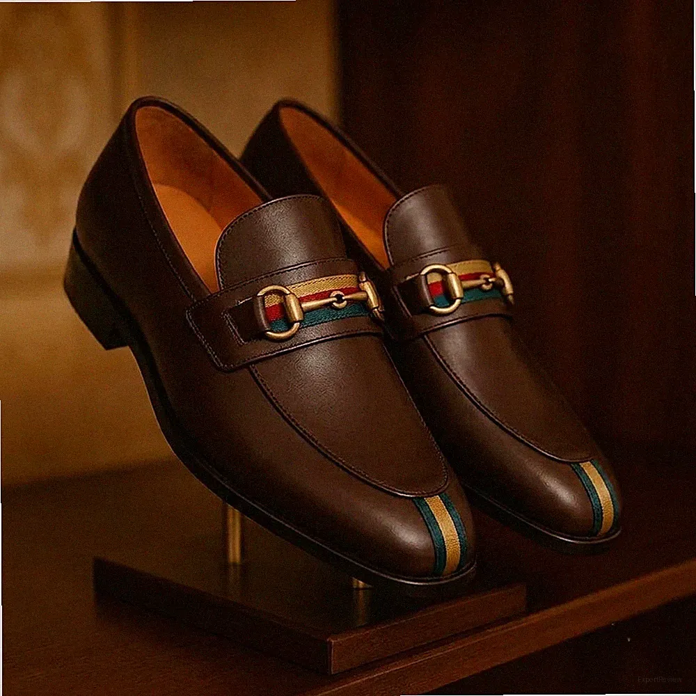 Handgefertigte Leder Bit Halbschuhe Herren minimalistische Slipper elegante Schuhe schokobraun
