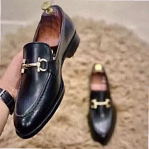 Handgefertigte Schuhe schwarz Leder formelle Slipper elegante Halbschuhe Slipper Schuhe für Männer